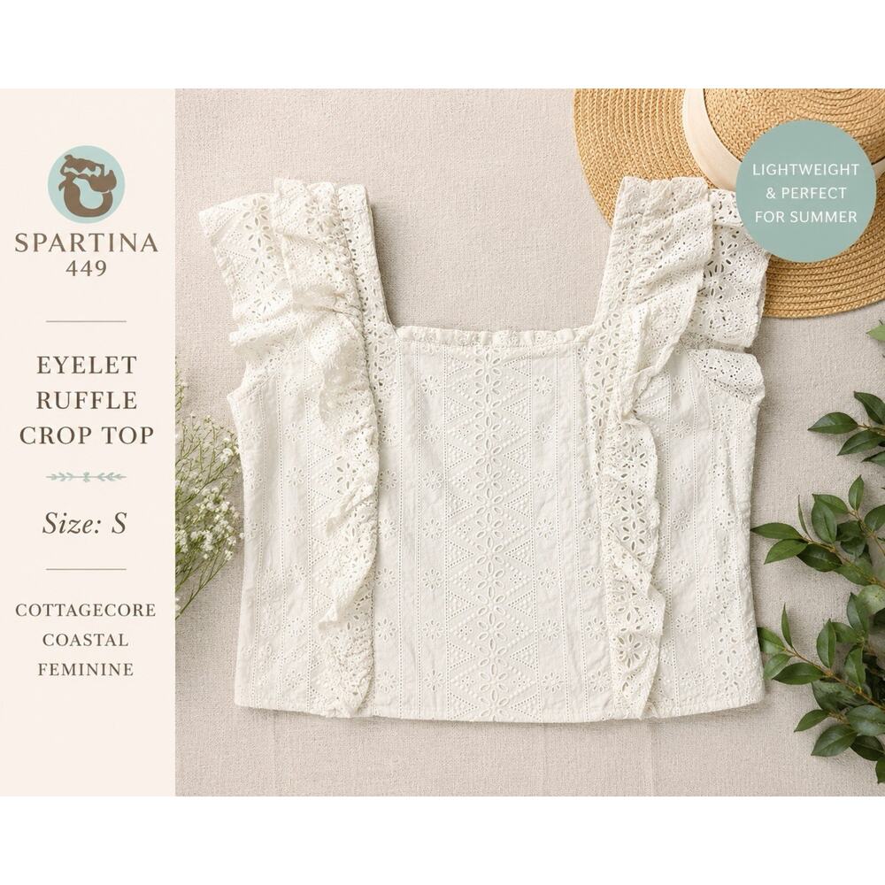 Spartina 449 Taralynn Eyelet Top, Ivory Size XL